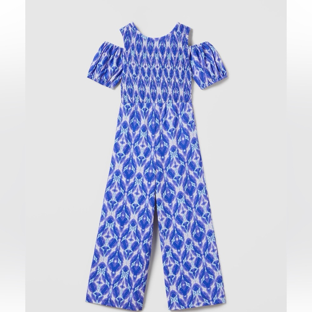 Zara Kids Blue and White Patterned Jumpsuit